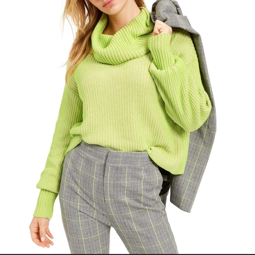 becca tilley x bar lll lime green turtle neck